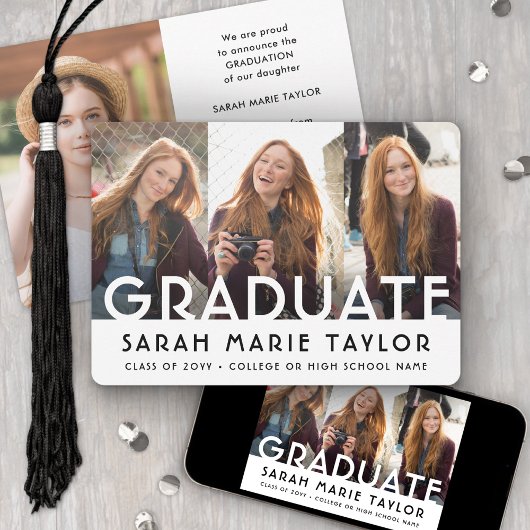4 Photo Simple Modern Bold Typography Graduation Ankündigung