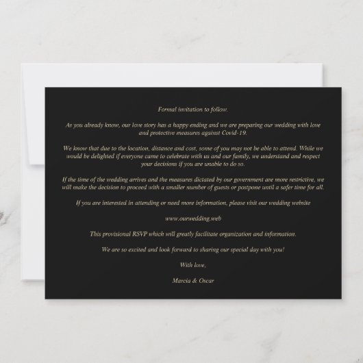 4 Photos Be our Guest Black Wedding Fancy Save The Date (Rückseite)