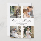 4 Photos Collage Minimalist Branches Wedding Dankeskarte (Vorderseite)