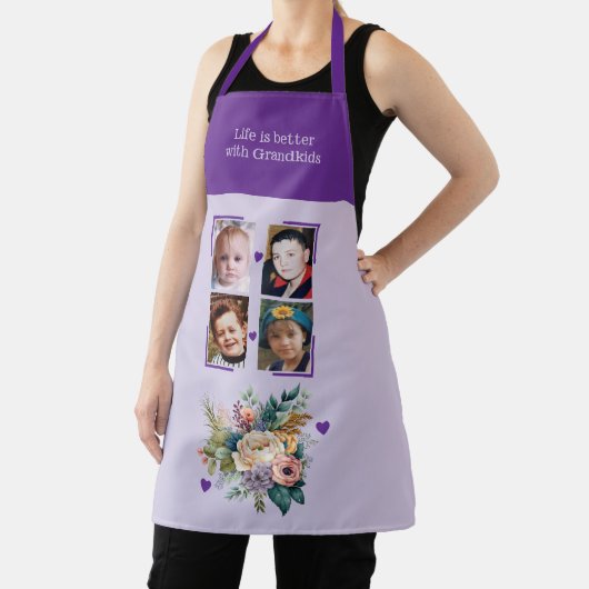 4 photos grandchildren floral purple schürze (InSitu)