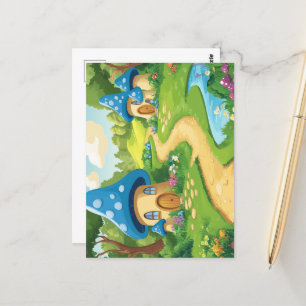4 Pilzhäuser Dorf in Wald Postkarte