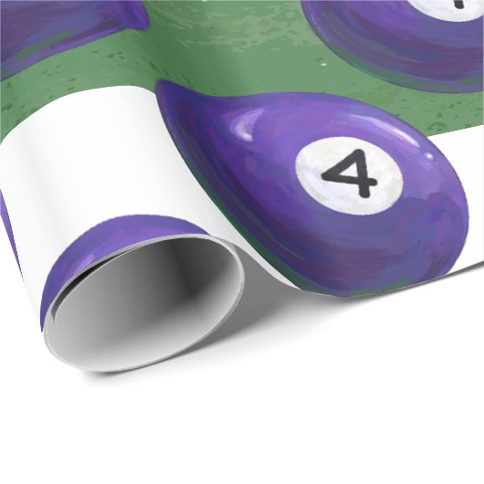 4 Pool Ball Muster Geschenkpapier (Rolleneckpunkt)
