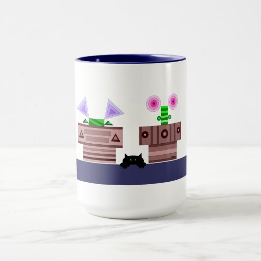 4 Pots und eine Cat-Tasse Tasse (Zentrum)