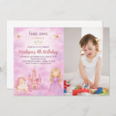 4. Prinzessin Geburtstagsfeier Einladung mit Foto (Vorne/Hinten)