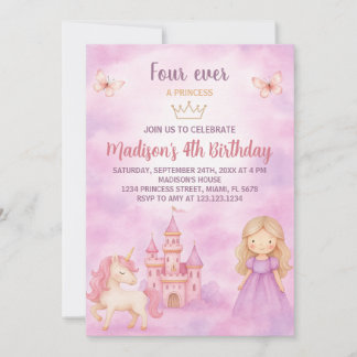 4. Prinzessin zum Geburtstag Einladung