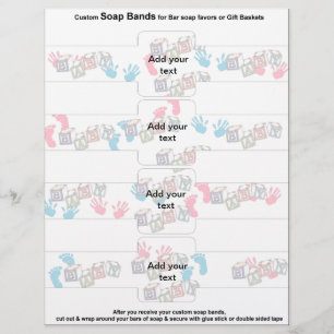 4 pro Blatt Bar Soap Bands Babyduschpapier Gefalle