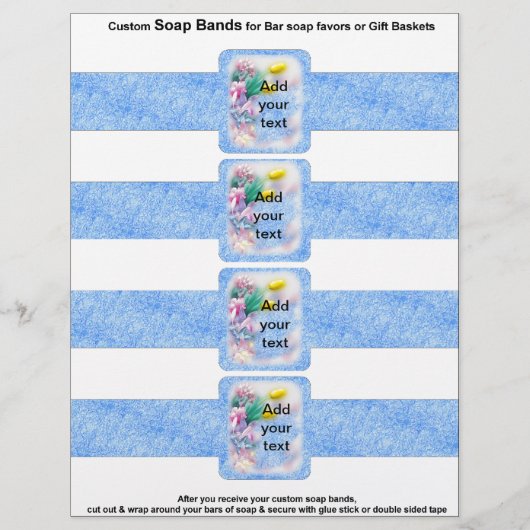 4 pro Blatt Bar Soap Bands Blue Paper Gastgeschenk (Vorne)