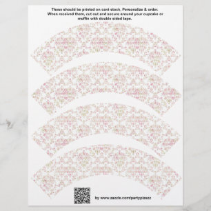 4 pro Blatt Damask Design Custom Cupcake Wrappers