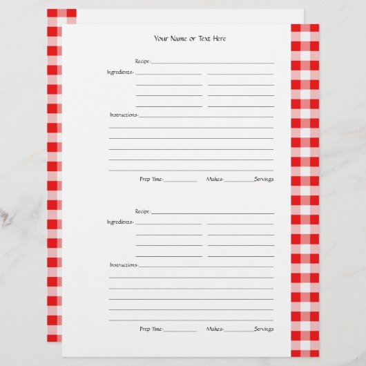 4 pro Seite - Red Gingham 2-seitige rezeptpflichti (Vorne/Hinten)