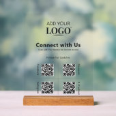 4 QR Code Social Media Connect mit Uns Logo Modern Acrylschild (Neutral)
