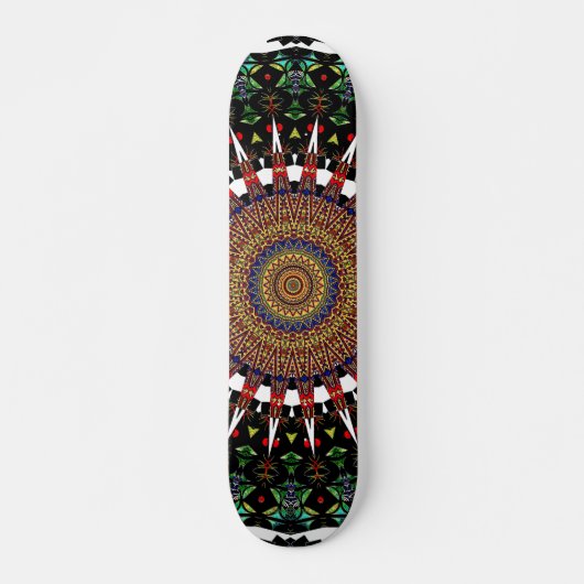 4 Quadrat. Strudel-Mandala Skateboard (Vorne)