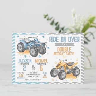 4-Rad-Quad-Bike-ATV gemeinsame Geburtstagseinladun Einladung