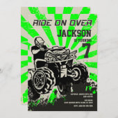 4 Radfahrer zum Geburtstag Einladung / Quad Bike / (Vorne/Hinten)