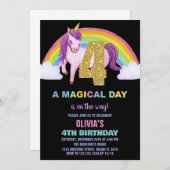 4. Rainbow Unicorn Birthday Einladungen Glitzer (Vorne/Hinten)