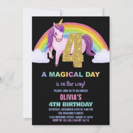 4. Rainbow Unicorn Birthday Einladungen Glitzer