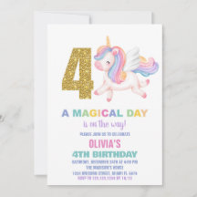 4. Rainbow Unicorn Geburtstag Einladungen