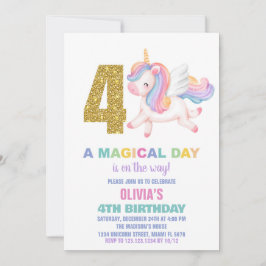 4. Rainbow Unicorn Geburtstag Einladungen