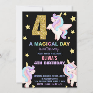 4. Rainbow Unicorn Geburtstag Einladungen Fliegen
