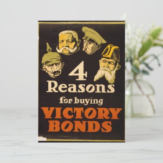 4 Reasons For Buying Victory Bonds - WWI Propagand Einladung (Stehend Vorderseite)