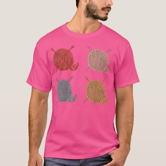 4 Retro-Wollbälle Design Geschenk für Stricker Str T-Shirt (Vorderseite)