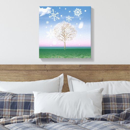 4 Saison 4 Panels WINTER Art Leinwand Druck (Insitu (Schlafzimmer))