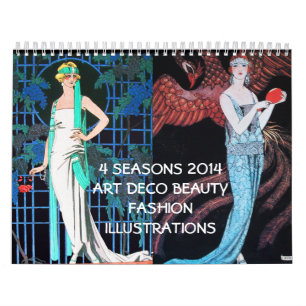 4 SAISONS 2014 ARTDECO SCHÖNHEIT FASHION ILLUSTRAT KALENDER
