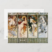 4 Saisons A. Mucha Postcard Postkarte (Vorne/Hinten)