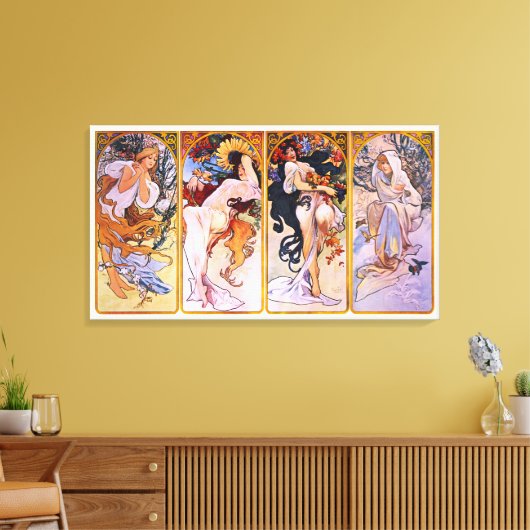 4 Saisons von Alphonse Mucha, Vintager Jugendstil Leinwanddruck (Insitu (Wohnzimmer))