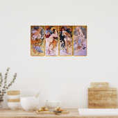 4 Saisons von Alphonse Mucha, Vintager Jugendstil Poster (Küche)
