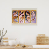 4 Saisons von Alphonse Mucha, Vintager Jugendstil Poster (Küche)