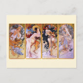 4 Saisons von Alphonse Mucha, Vintager Jugendstil Postkarte (Vorderseite)