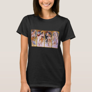 4 Saisons von Alphonse Mucha, Vintager Jugendstil T-Shirt