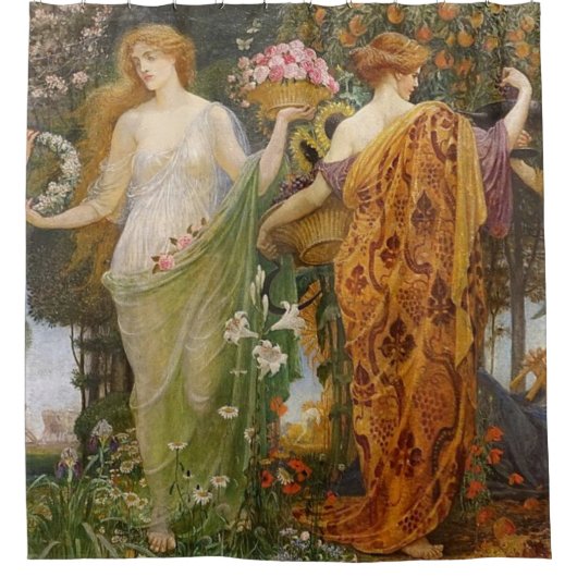 4 Saisons von Walter Crane Duschvorhang (Vorderseite)