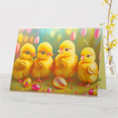 4 Sammlung von Osterhühnern und -Blume Karte (Gelbe Blume)