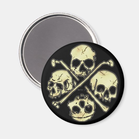 4 Schädelmagnete Magnet (Vorderseite/Rückseite)