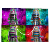 4 Sci-Fi Spielzeugroboter rot-grün-blaue lila Gala Große Geschenktüte (Rückseite)