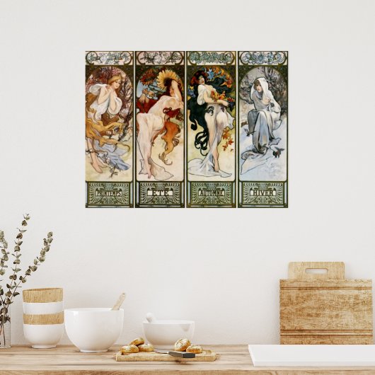 4 Seasons Alphonse Mucha Print Poster (Küche)