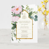 4 Seite NIKAH WALIMA Invite Pink Floral Islamische Karte (Gelbe Blume)