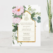 4 Seite NIKAH WALIMA Invite Pink Floral Islamische