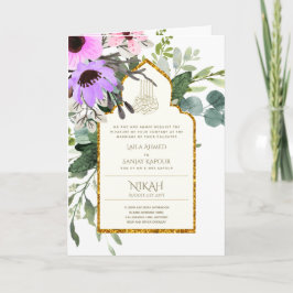 4 Seite NIKAH WALIMA Invite Pink Floral Islamische Karte