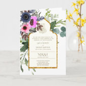 4 Seite NIKAH WALIMA Invite Pink Floral Islamische Karte (Gelbe Blume)