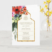 4 Seite NIKAH WALIMA Invite Red Floral Islamic Wed Karte (Gelbe Blume)