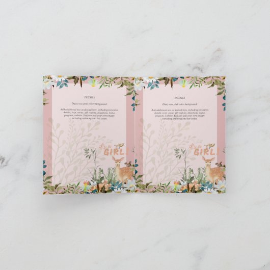 4 Seiten Adorable GIRLS Woodland Deer Baby Dusche Einladung (Innenseite)