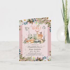 4 Seiten Adorable GIRLS Woodland Deer Baby Dusche Einladung