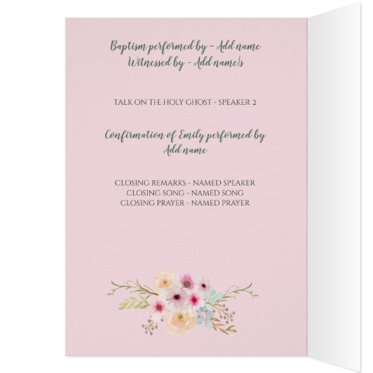 4-seitiges BAPTISM-Programm - Blumenkreuz (Innen (Links))