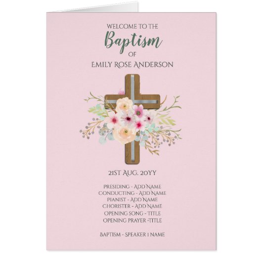 4-seitiges BAPTISM-Programm - Blumenkreuz (Vorne)