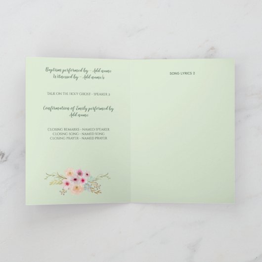 4-seitiges BAPTISM-Programm - Blumenkreuz Programm (Innenseite)