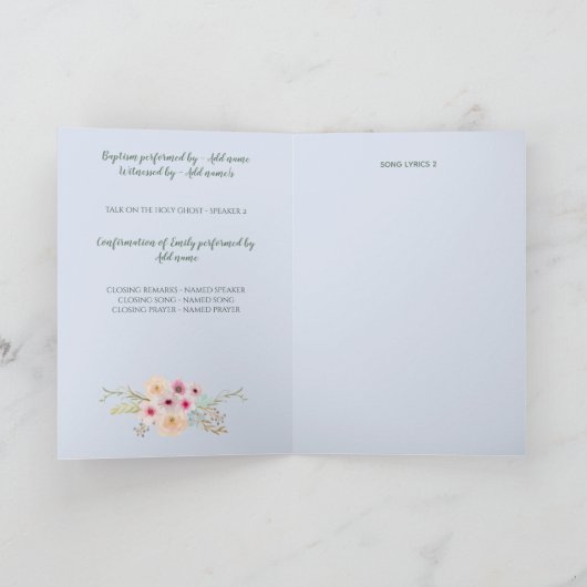 4-seitiges BAPTISM-Programm - Blumenkreuz Programm (Innenseite)