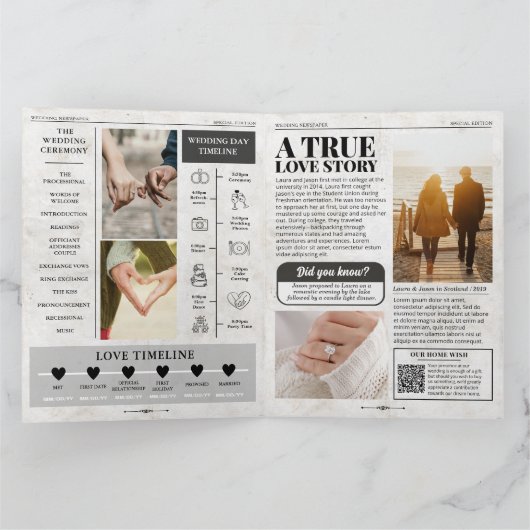 4-seitiges Hochzeitsprogramm Einzigartige Hochzeit Karte (Innenseite)