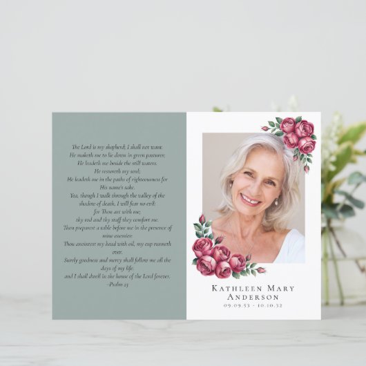 4-seitiges Minimalistisches Beerdigungsprogramm (Stehend Vorderseite)